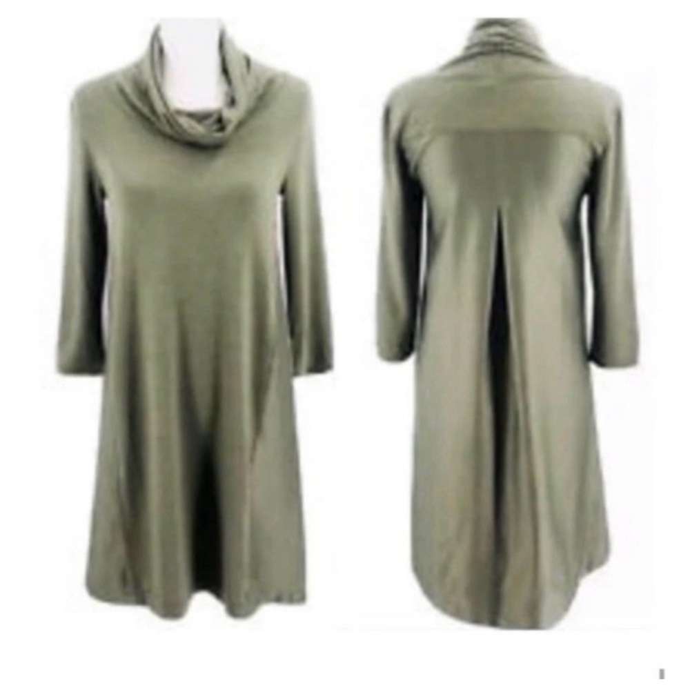 ANTHROPOLOGIE Olive Cowl Mini Sweater Dress - Picture 3 of 7